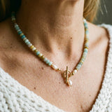 Collar Retro de Oro con Piedras