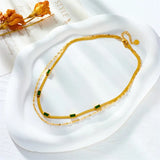 Collar Retro-Dorado de dos capas "Sorella Gem"