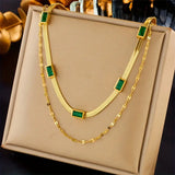Collar Retro-Dorado de dos capas "Sorella Gem"