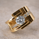 Anillo irregular Retro-Gold "Anel" con zirconio