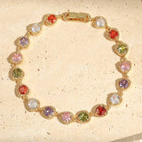 Pulsera de oro retro corazón "Amor Arcoíris"