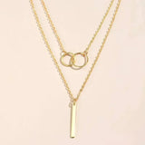 Collar retro de oro con colgante redondo doble
