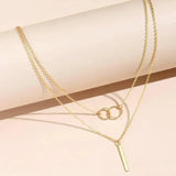 Collar retro de oro con colgante redondo doble