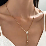 Collar retro de cristal dorado