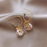 Pendientes Retro en Oro con Perla de Cereza