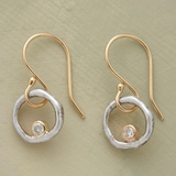 Pendientes Retro en Oro y Plata con Zircón