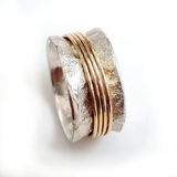 Anillo Retro "Hilo Dorado" en Plata