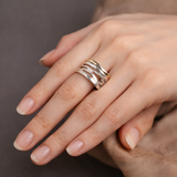 Anillo Retro "Oco" en Oro y Plata