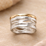 Anillo Retro "Oco" en Oro y Plata