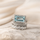 Conjunto de anillos retro de plata con piedra de turquesa de vidrio