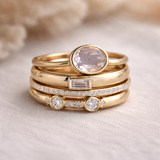 Conjunto de Anillos Retro en Oro con Circonitas