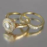 Conjunto de Anillos Retro en Oro con Circonita