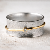 Anillo Retro de Plata con Zirconita y Hilo de Oro