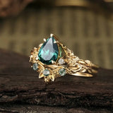 Anillo Retro con Piedra Floral Verde