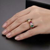 Anillo Retro con Zirconitas Multicolores