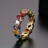 Anillo Retro con Zirconitas Multicolores
