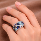 Anillo Retro con zirconitas azules