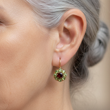 Pendientes Retro Redondos con Cristales Verdes y Rojos