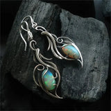 Pendientes de plata retro con ópalo azul