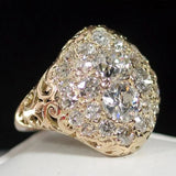 Anillo de plata retro con piedra roja y diamante