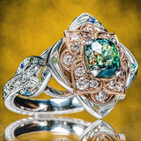 Anillo de plata retro con flor radiante
