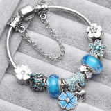 Pulseras retro azules de plata