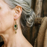 Pendientes retro geométricos en oro y verde