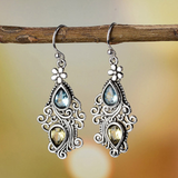 Pendientes retro plateados con cristales