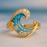 Anillo con Onda Azul Brillante