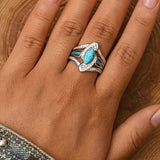 Anillo con Turquesa de Oro Blanco