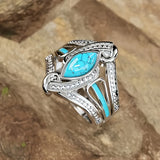Anillo con Turquesa de Oro Blanco
