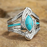 Anillo con Turquesa de Oro Blanco