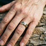 Anillo con inserciones doradas brillantes