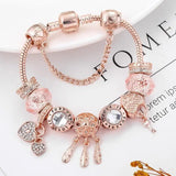 Pulsera de atrapasueños rosa con colgantes de plata