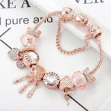 Pulsera de atrapasueños rosa con colgantes de plata