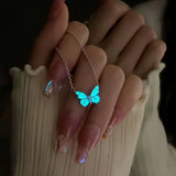 Conjunto de Collar y Pulsera con Mariposa Azul Brillante