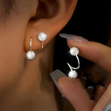 Conjunto de pendientes de lujo ligeros con esferas en espiral y strass