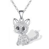 Collar de plata con gatitos y zirconias de colores