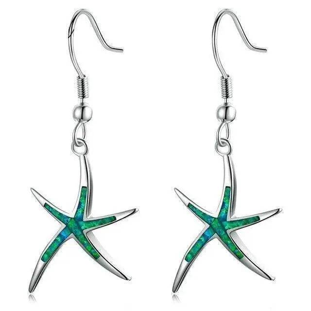Pendientes de estrella de ópalo y plata