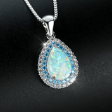Collar de Gotas de Ópalo Azul Brillante