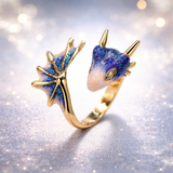 Anillo de dragón ajustable de plata y esmalte hecho a mano