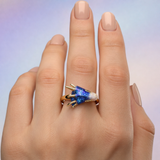 Anillo de dragón ajustable de plata y esmalte hecho a mano