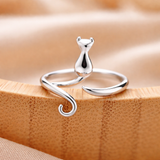 Anillo ajustable con gatitos en plata