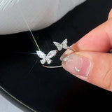 Anillo Ajustable con Brillante Mariposa de Plata