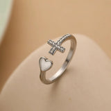 Anillo cruzado retro ajustable de plata "Amor"