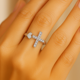 Anillo cruzado retro ajustable de plata "Amor"