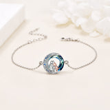 Pulsera ajustable con colgante de perro de plata
