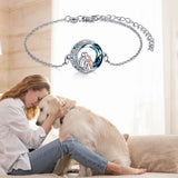 Pulsera ajustable con colgante de perro de plata