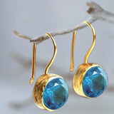 Pendientes Vintage de Oro con Cristales Azules