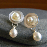 Pendientes vintage de plata con margaritas